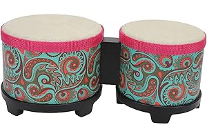 WALFRONT 5 Inch 6 Inch Bongo Drum Set, Percussion Instrument with Skin for Kids and Adults (Blue Texture)