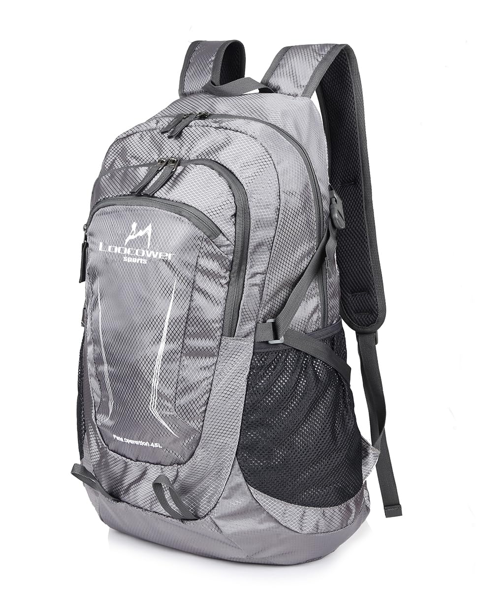 Loocower 45L Ultra Lightweight Foldable Backpack Hiking Daypack Walking Rucksack Water Resistant Packable Camping Mountaineer Outdoor Sport Knapsack for Men Women-Gary