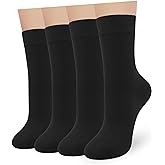 Womens Combed Cotton Color Thin socks Viscose- Breathable Soft Crew Casual Socks Comfort Gift 4 Pairs