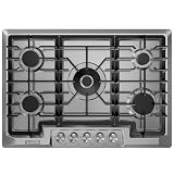 Empava 30 Inch Built-in Gas Cooktop with 5 Sealed SABAF Burners, Stainless Steel Surface, LPG/NG Convertible, Flame Failure Protection, Dishwasher Safe Grates