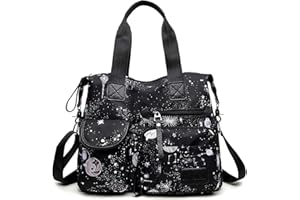 YOUNUO Tote Bag for Women,Multi Pockets Shoulder Handbag,Nurse Bag for Work,Large Cross body Purse,Fashion Nylon Top Handle Satchel