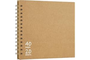 Vienrose DIY Scrapbook Album 8x8 Inch Hardcover Kraft Paper Scrap Book Photo Albums with 40 Blank Pages for Wedding Baby Shower, Kraft Color