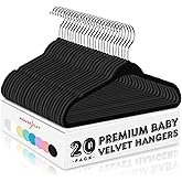 HOUSE DAY 11 Inch Black Velvet Baby Hangers 20 Pack, Premium Kids Hangers for Children, Infant & Toddler Clothes, Durable Non Slip Baby Felt Hanger for Closet, Ideal for Everyday Use