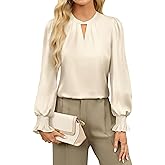 BMJL Womens Dressy Casual Blouse Black Long Sleeve Shirts Satin Silk Keyhole Business Work Tops Fall Outfits 2025