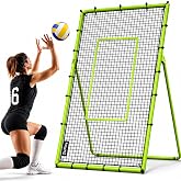 Volleyball Rebounder Net Volley Ball Bounce Back Practice Equipment | 7x4 Feet Training Net 5 Adjustable Rebound Angles Train Set Spike and Serve Includes Neon Target Strap and 4 Ground Stakes