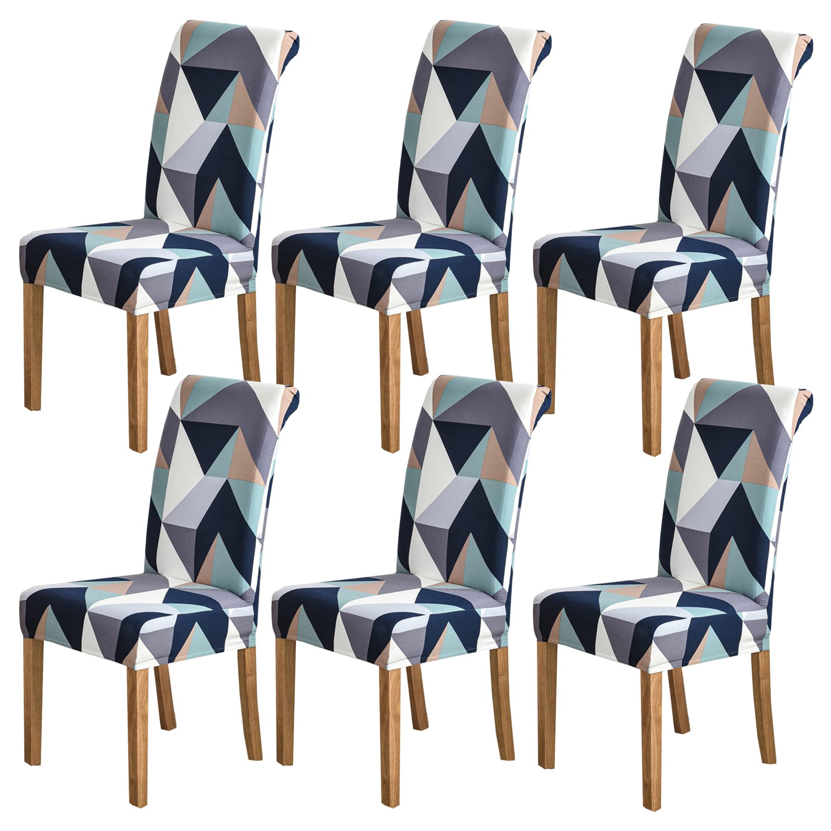 HZDHCLH Chair Covers Set of 4/6 Stretch Modern Chair Slipcovers for Dining Room Kitchen Wedding Party Washable Chair Protector(6pcs,Solid Geometry)
