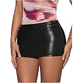 Milumia Women's Pu Leather Skirt Y2k Low Waisted Bodycon Mini Skirts Party Club