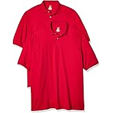 Hanes Mens EcoSmart Jersey Polo Shirt, Short-Sleeve Shirts for Men, T-Shirt, 2-Pack