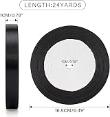 G2PLUS Black Satin Ribbon 10mm 22m Gift Wrap Decor Crafting Halloween view 2