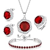kai bao city 4pcs Set large size Zirconia Flower Pendant Necklace Earrings Ring Tennis Bracelet Set Silver Crystal Fashion Adjustable Jewelry for Women Wife Party Prom Wedding Gifts