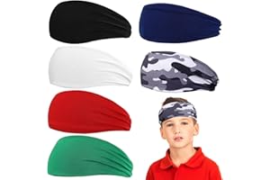 ONUPGO 6 PCS Kids Sweatbands Boys Headbands for Sport, Athletic Sweat Band for Kids Youth Soccer Baseball Headbands for Boys (Black/White/Green/Red/Blue/Camouflage)
