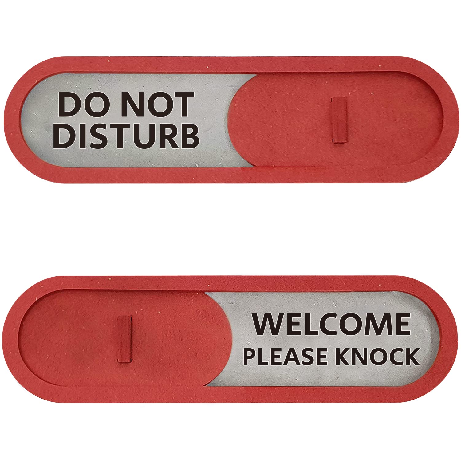 GEEKBEAR Do Not Disturb Welcome Slider Door Sign for Home Office - Premium MDF, 7.5 x 2.2 in (Red)