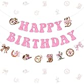 Balterever Bow Cowgirl Birthday Banners Pink Western Cowgirls Decorations 2PCS Glitter Boots and Bows Banner Garland Cowgirl Bows Bday Decor for Girls Western Theme Baby Shower Supplies