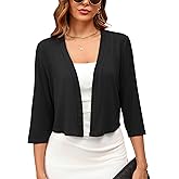 Ylhystrical Women's 3/4 Sleeve Thin Shrugs Lightweight Open Front Cropped Cardigan for Women