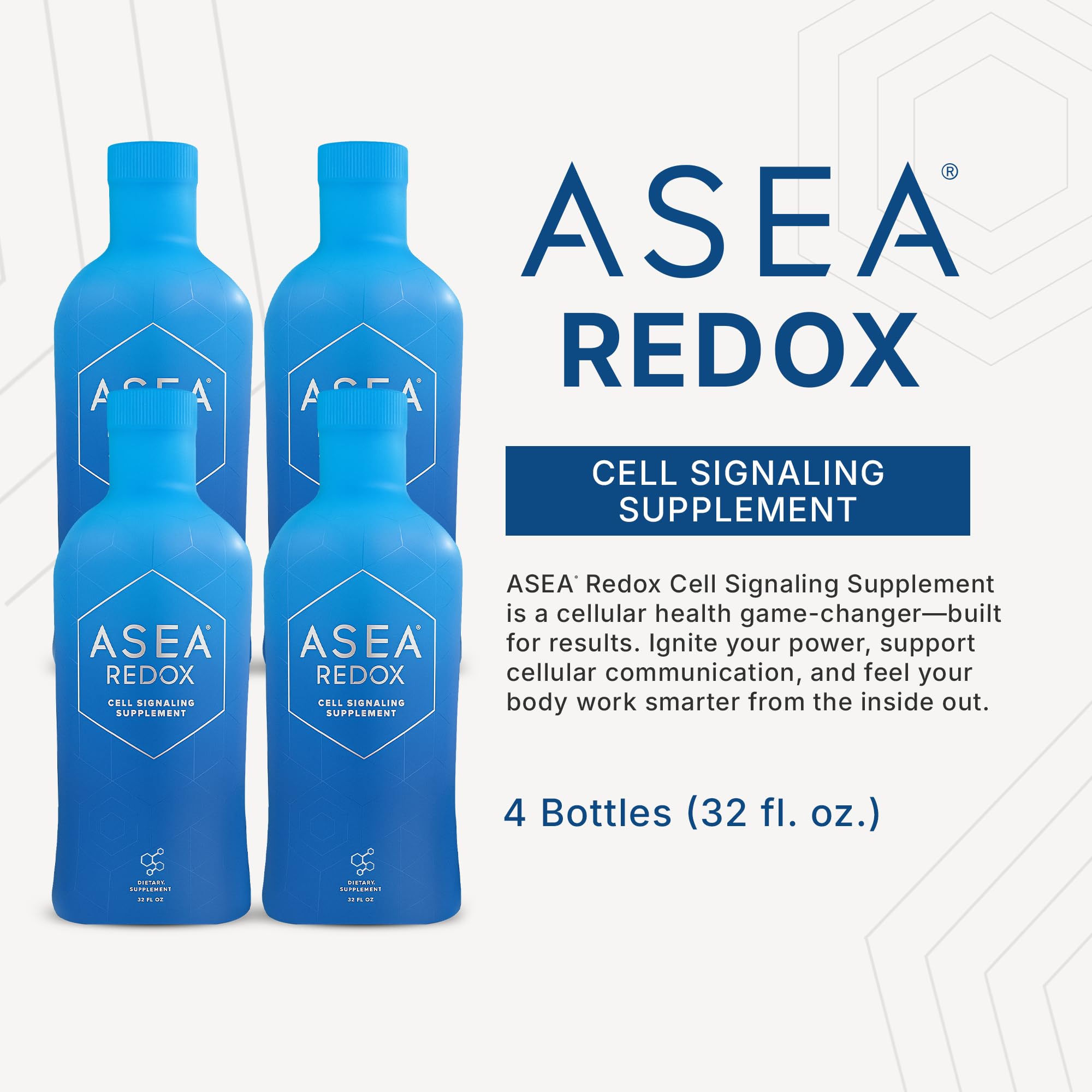 ASEA - Asea Redox - Redox Molecules for Cellular Health & Communication - Supports Immune, Brain, Heart & Hormonal Function - 4Pack