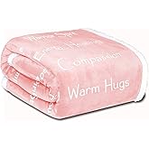 Compassion Blanket - Strength Courage Super Warm Hugs, Get Well Gift Blanket Plush Healing Thoughts Positive Energy Love & Hope, Cancer Support Gift for Women 50 x 65 (Pink, One Size)