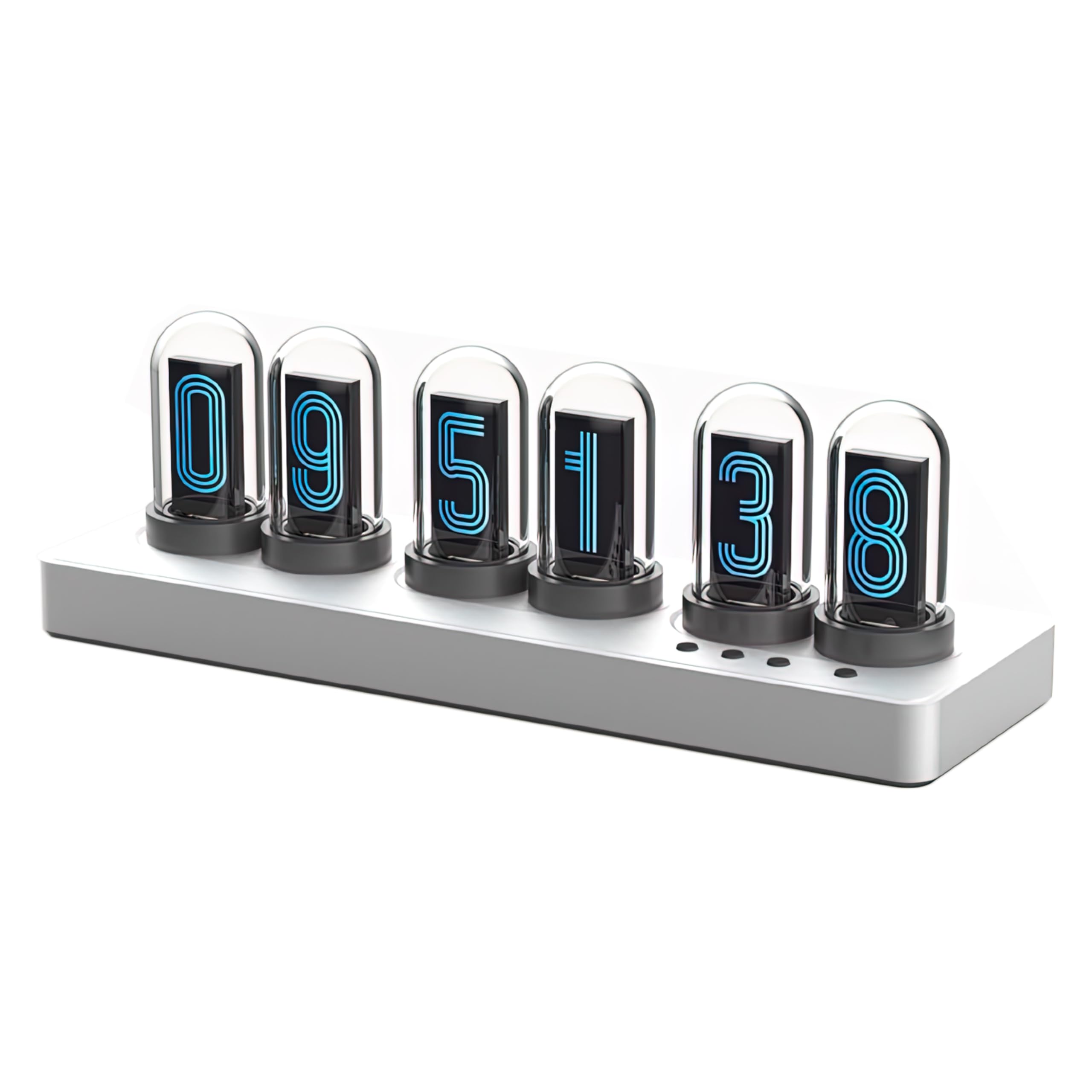 Vastarry Nixie Tube Clock Glow Tube Clock IPS Color Screen Digital Clock with 6 Sets of Alarm Clocks, 7 Modes, 12 Customized Pictures, Web Control, no app Required (Silvery)