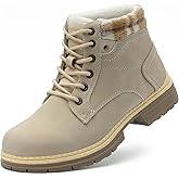 ANJOUFEMME Womens Hiking Snow Winter Boots - Outdoor Waterproof Lightweight Ankle Boots for Women Work Backpacking Boots FNW110-FNW08-BEIGE-6