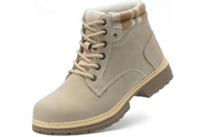 ANJOUFEMME Womens Hiking Snow Winter Boots - Outdoor Waterproof Lightweight Ankle Boots for Women Work Backpacking Boots FNW110-FNW08-BEIGE-6