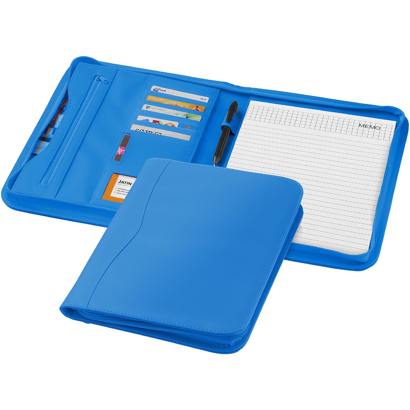 A4 zipped portfolio, 25-32-3 cm, aqua blue