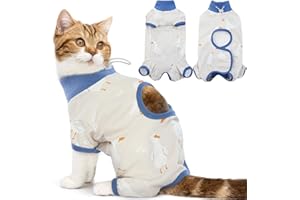 DENTRUN Cat Surgery Recovery Suit Female Male Soft Onesie, Kitten Surgical Collar Cone Alternative Shirt, Abdominal Wounds Anti-Licking Pajama for Small Pets Spay, Cat Body Suit Post Surgery