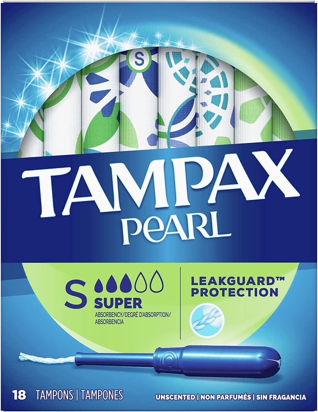 Tampax Pearl Tampons With Plastic Applicators Super Absorbency, Unscented 18 Count by Tampax