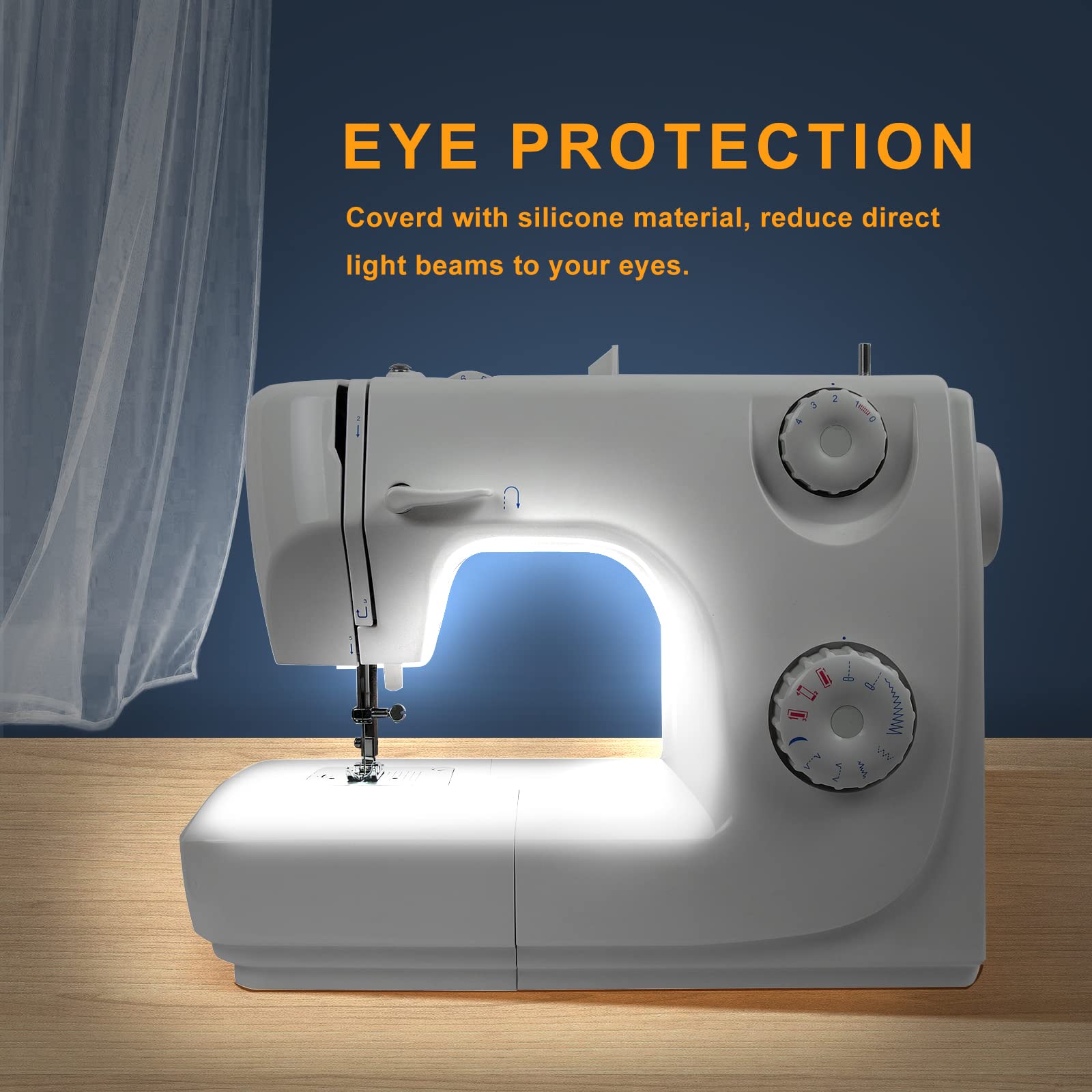 Bright COB Sewing Machine Light with Touch Dimmer, 6500K Dimmable Uniform Sewing Light Strip, 144 LEDs Cool White Sewing Light