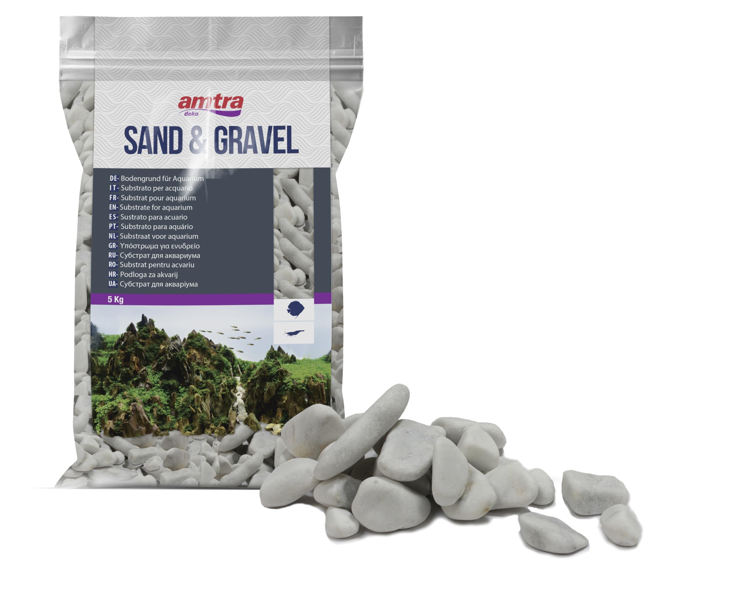 AMTRA White Pebble Aquatic Accessories, 2 cm to 4 cm