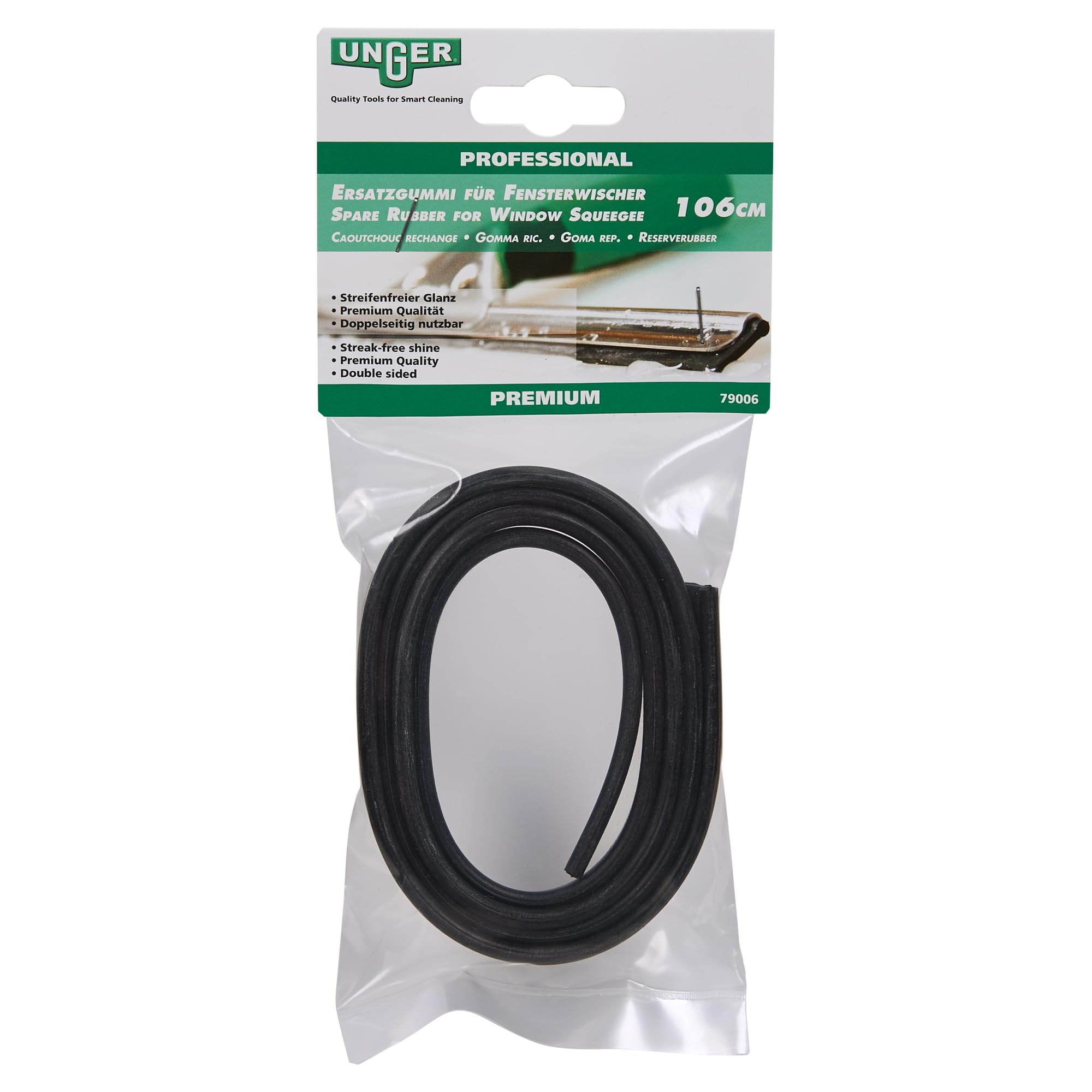 UNGER Window Cleaning Squeegee Blade Replacement - Soft Rubber 106cm Adjustable Size Strip - Professional Quality, Double Sided Premium Rubber