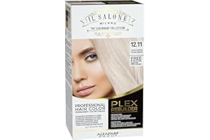 IL SALONE MILANO THE LEGENDARY COLLECTION ALFAPARF GROUP Il Salone Milano Plex Rebuilder Permanent Hair Color Cream - 12.11 Silver Platinum Professional Hair Dye Kit for a Natural Gloss & Glaze - Paraffin, Paraben, and Alcohol Free