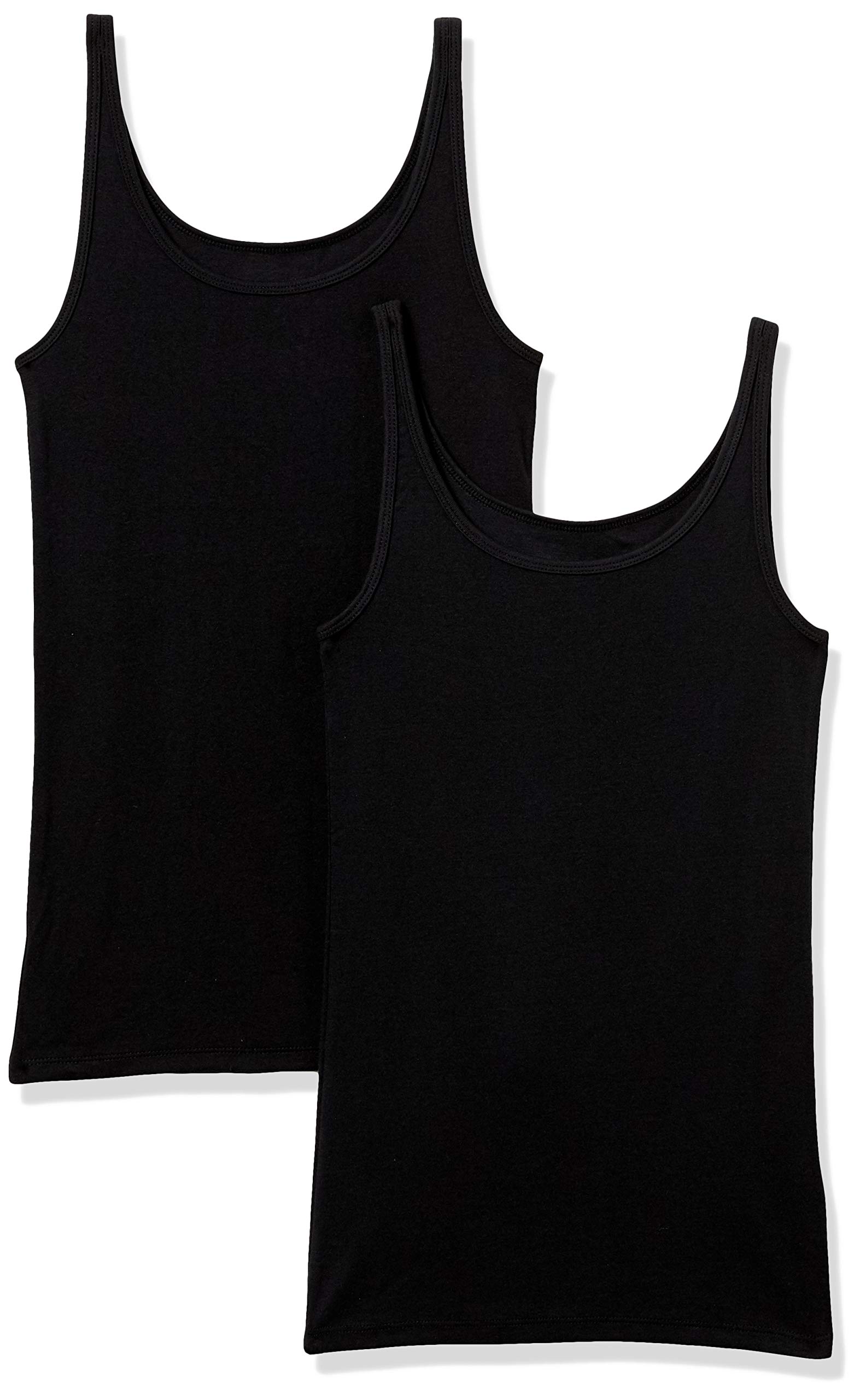 Photo 1 of Amazon Essentials Women's Slim-Fit Thin Strap Tank Top, Pack of 2, Black, and grey X-Large