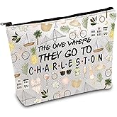 FOTAP Charleston Trip Makeup Bag Charleston Travel Gift Charleston Souvenir Gift Charleston Travel Bag Housewarming Gift (CHARLESTON), white