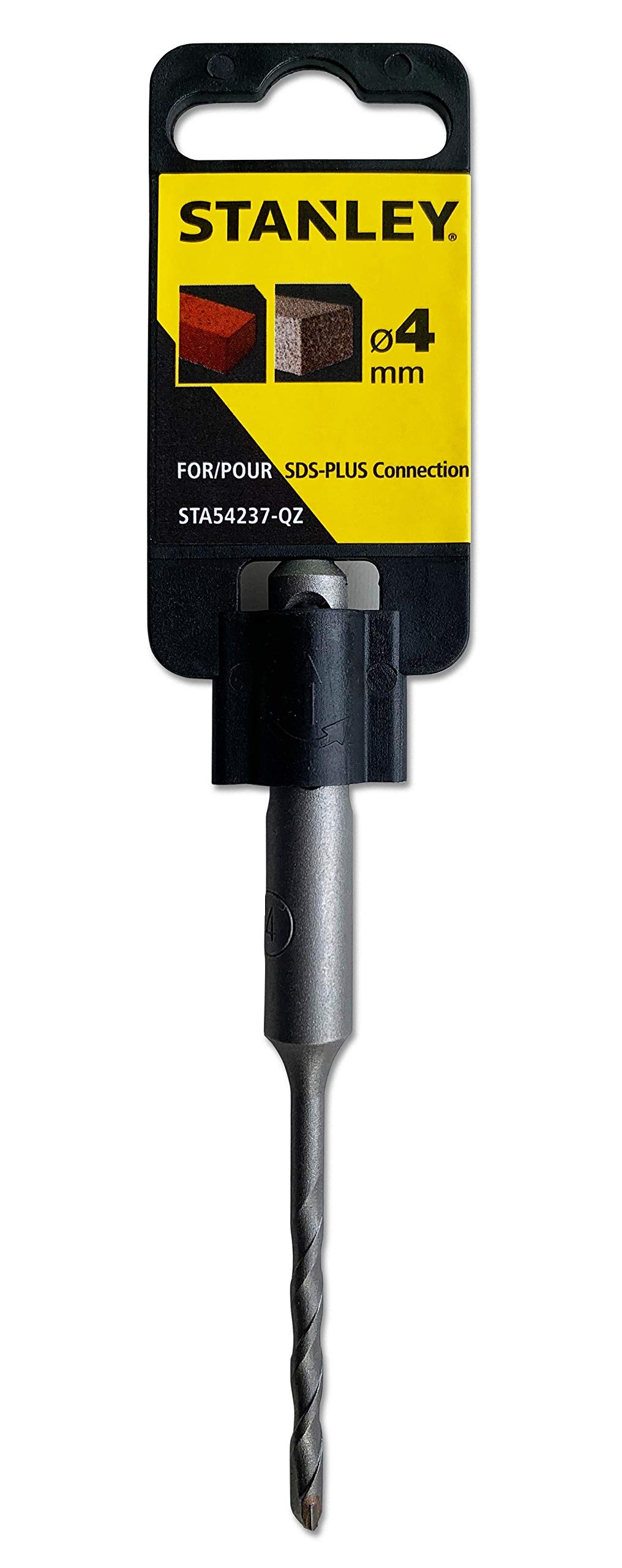Stanley STA54237 SDS-plus hammer drill (4 mm drill diameter, 110 mm total length, 50 mm spiral length, suitable for concrete, granite, masonry, clinker brick, etc.)