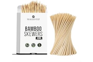 Makerstep Natural Bamboo Skewers for BBQ. Appetizer, Kebab, Fruit, Cocktail for Drinks. Thick and Sturdy. More Size Available (6"/8"/10"/12"/14"/16") 100 Pack (6 Inch)