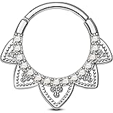 Jewseen 16G Floral Septum Rings Surgical Steel Septum Piercing Jewelry Gold Tragus Rook Helix Conch Piercing Jewelry Daith Earrings Cartilage Hoop for Women