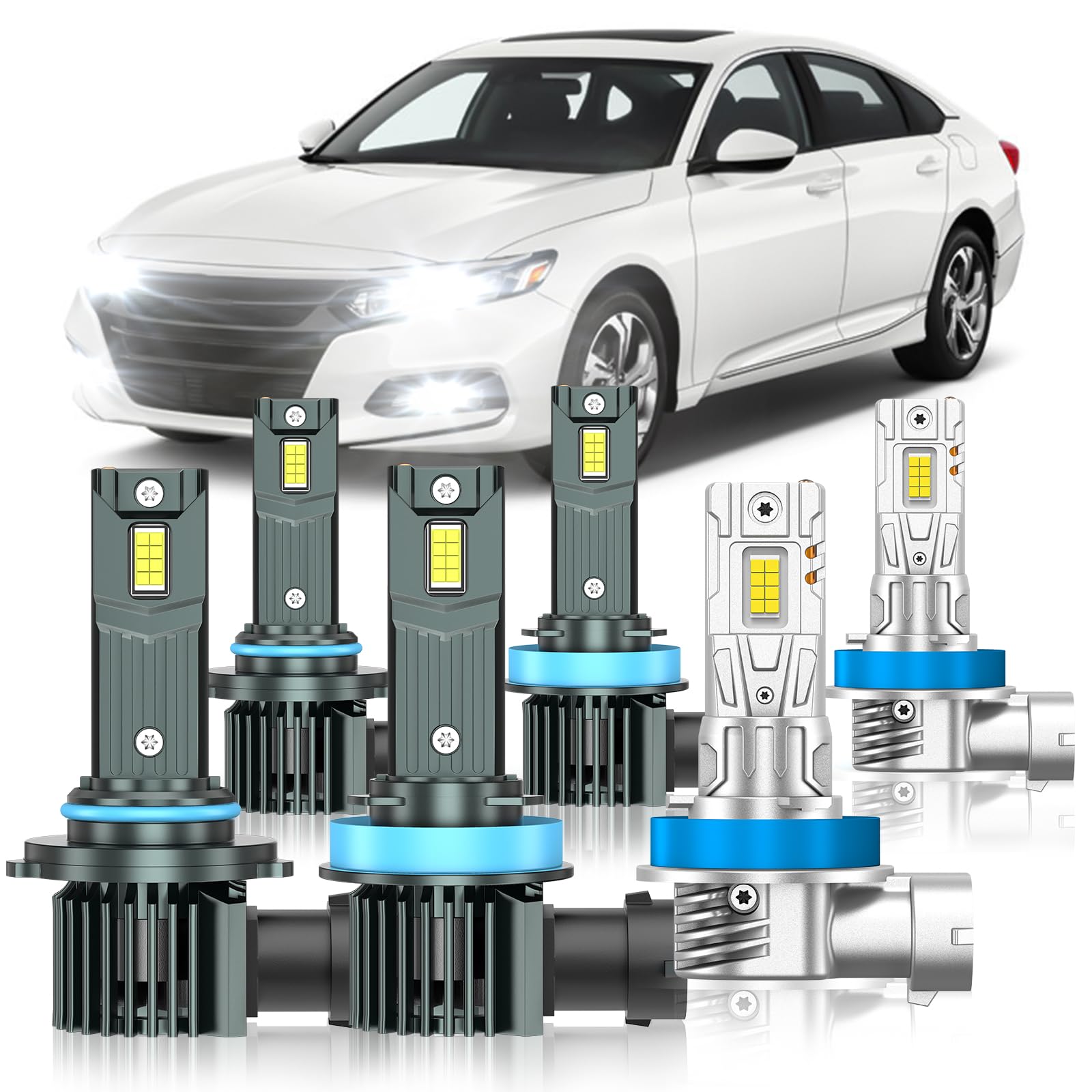 Photo 1 of ZSTOPCL Fit for Honda Accord 2013-2015 Coupe 2008-2012 Light Bulbs, High/Low Beam Fog Light Bulbs Combo, 800% Brightness, 6000K Cool White, Plug and Play, Pack of 6