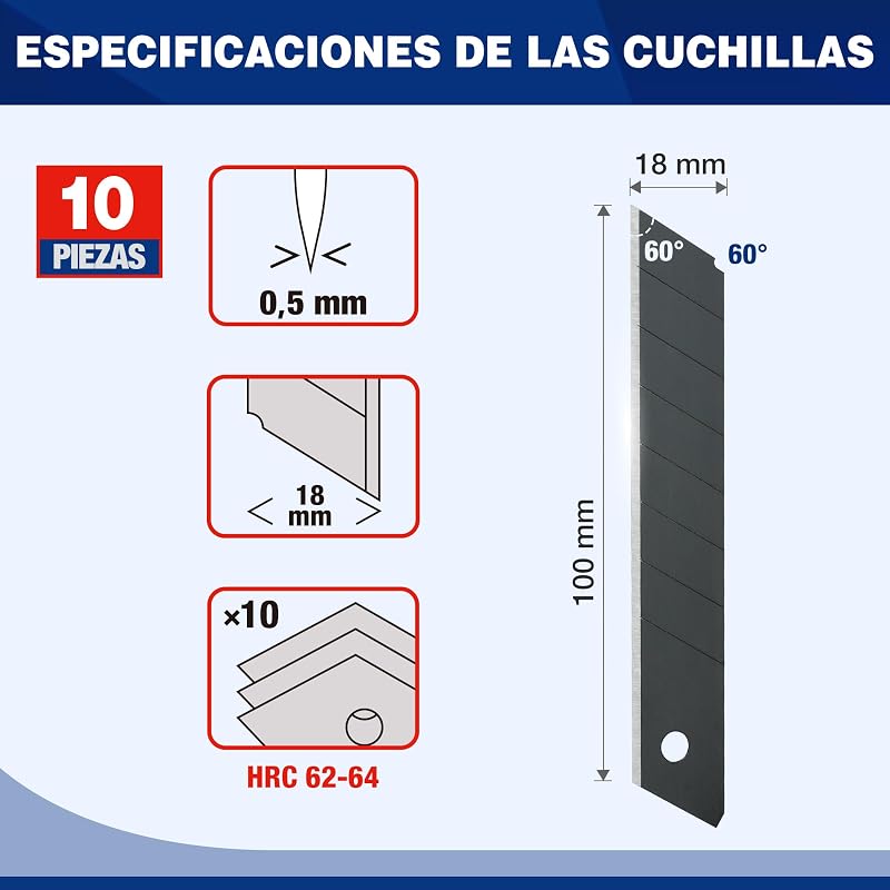 Cúter Profesional, 3 Piezas, con 10 Cuchillas de Recambio
