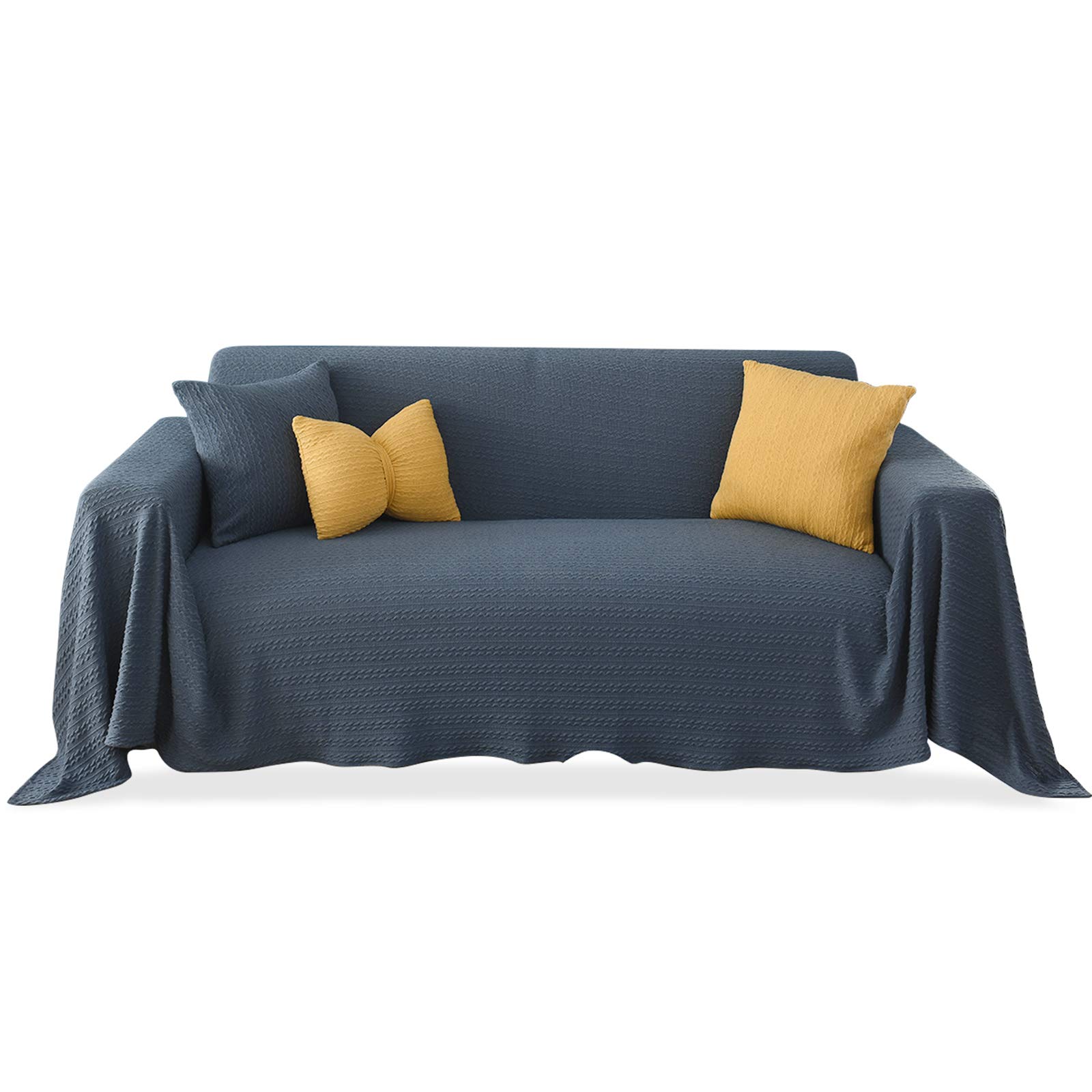 VanderHOME Multifunctional sofa Throw Blanket,universal fitted sofa loveseat Sofa Chair Cover Tablecloth Non-slip Sofa Cushion Sofa Towel for traveloffice home 130X180CM blue