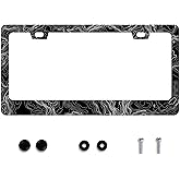 Topographic Map License Plate Frame Topography Stainless Steel License Plate Frame Auto Parts Decoration with Screws License Plate Holder for Men Women 12x6 Inch