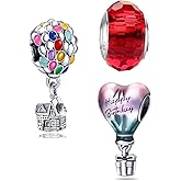 HappyStar 925 Sterling Silver Charms for Bracelets and Necklaces,Combination Dangle Pendants Beads Charms Jewelry Gift for Couples Sisters.（With Spacer Beads）