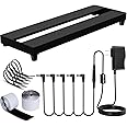 AYCRIT Mini Guitar Pedal Board, Aluminum Alloy 0.9lb Small Effect Bass Pedalboard, 16 * 5.3in, with Pedal Power Supply Adapter 9V DC 1A, 5 Way Daisy Chain Cables, Cable Tie, Black