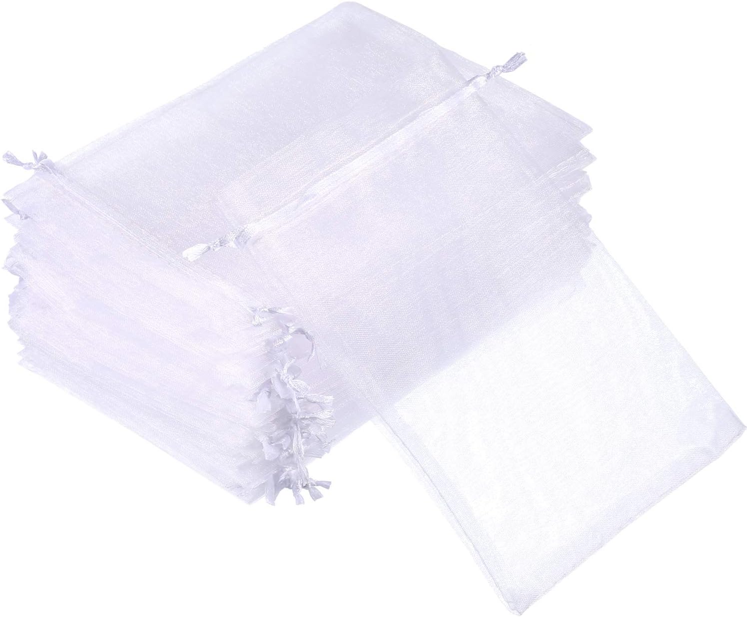 Mudder Organza Gift Bags Wedding Favour Bags Jewelry Pouches, Pack of 100 (5.1 x 7.1 Inch, White)