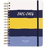kate spade new york Daily Planner 2025-2026 Large Agenda August 2025-December 2026, Hardcover Weekly and Monthly Spiral Planner with Stickers (Bold Painterly Stripe)