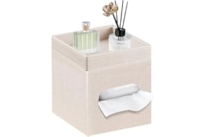 YAPISHI PU Leather Square Tissue Box Cover with Storage Tray,Modern Decorative Tissue Holder for Bathroom Vanity Night Stands, Office Desk,Stylish Tissue Holder for Home & Office Décor
