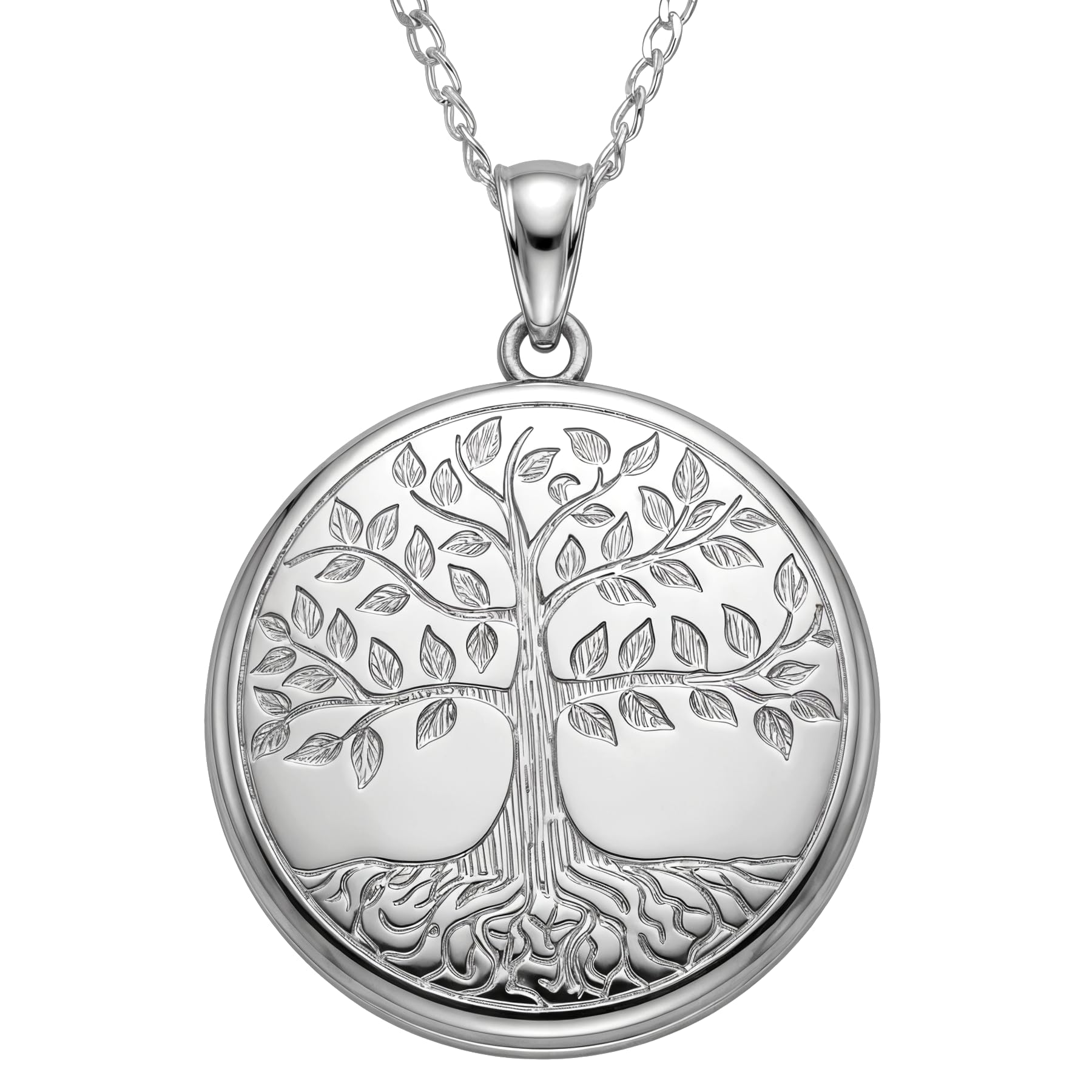 Alexander Castle Tree of Life 925 Sterling Silver Locket Necklace for Women - Girls 2 Photo Locket - 22mm Locket with 18" Silver Chain & Jewellery Gift Box