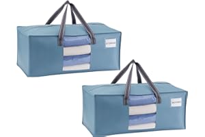 VENO Large Heavy-Duty Moving Bags with Window, Organizer Foldable Storage Box, College Dorm Clothes Collapsible Bins, Reusabl