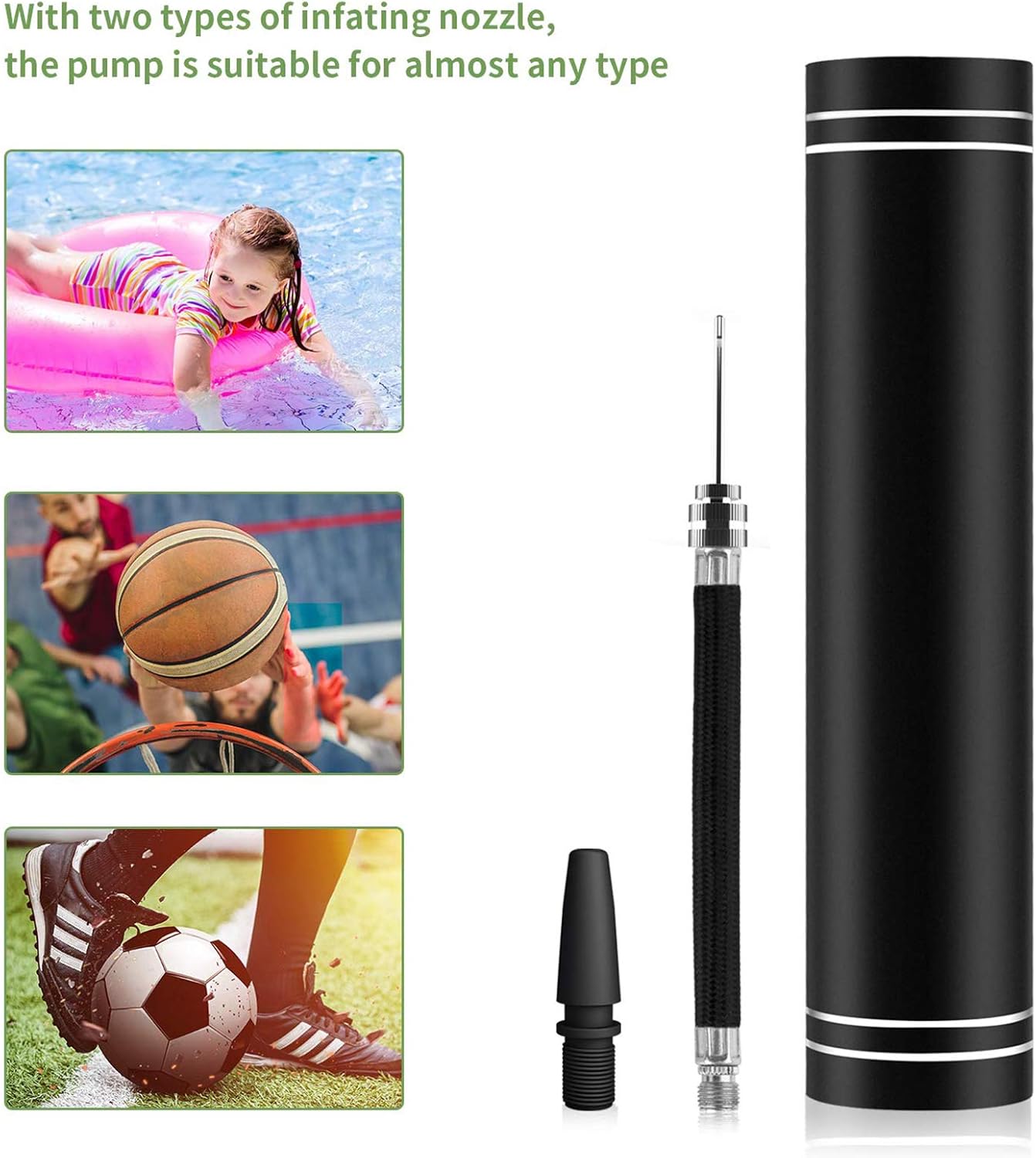 Automatic Electric Fast Ball Pump with Needle and Nozzle - Air Pump for Inflatables, Athletic Basketball, Soccer, Volleyball, Football, Sport Ball and Swimming Ring - Faster Inflation : Sports & Outdoors