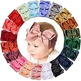 doboi Baby Girl Headbands Set - 20pcs Hair Bows and Nylon Headbands, Big Bows for Infant, Newborn, and Toddler Girls
