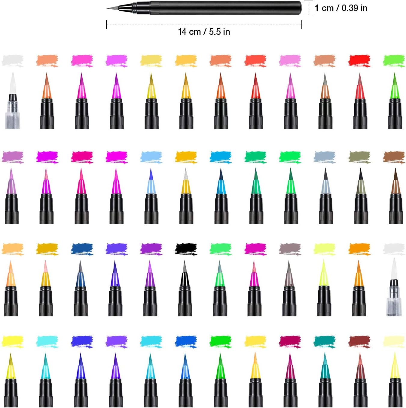 Watercolor Brush Markers Pens Set 48 Colors Water-Based Drawing Marker Brushes W/A Water Coloring Brush Water Soluble for Adult Kids Coloring Books Calligraphy Mother's Day Back to School Gifts: Arts, Crafts & Sewing