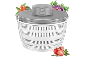 E-GREETSHOPPING Electric Salad Spinner, 4L Wireless USB Salad Spinner Dehydrator for Fruit Vegetables, Large Capacity Salad Vegetable Dryer, Quick Drainage Electric Mixer